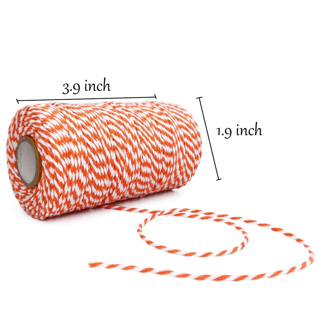 Twine String Orange and White Baker String 328 Feet 2mm Thick Christmas Halloween Twine String for Gift Wrapping DIY