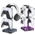 Gaming Headphones Stand, Rotatable Headset Stand with Light Modes - Controller Holder with 2 USB Charging Ports and