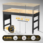 48" Adjustable Workbench, 2000LBS Max Load, Pegboard & Power Strip
