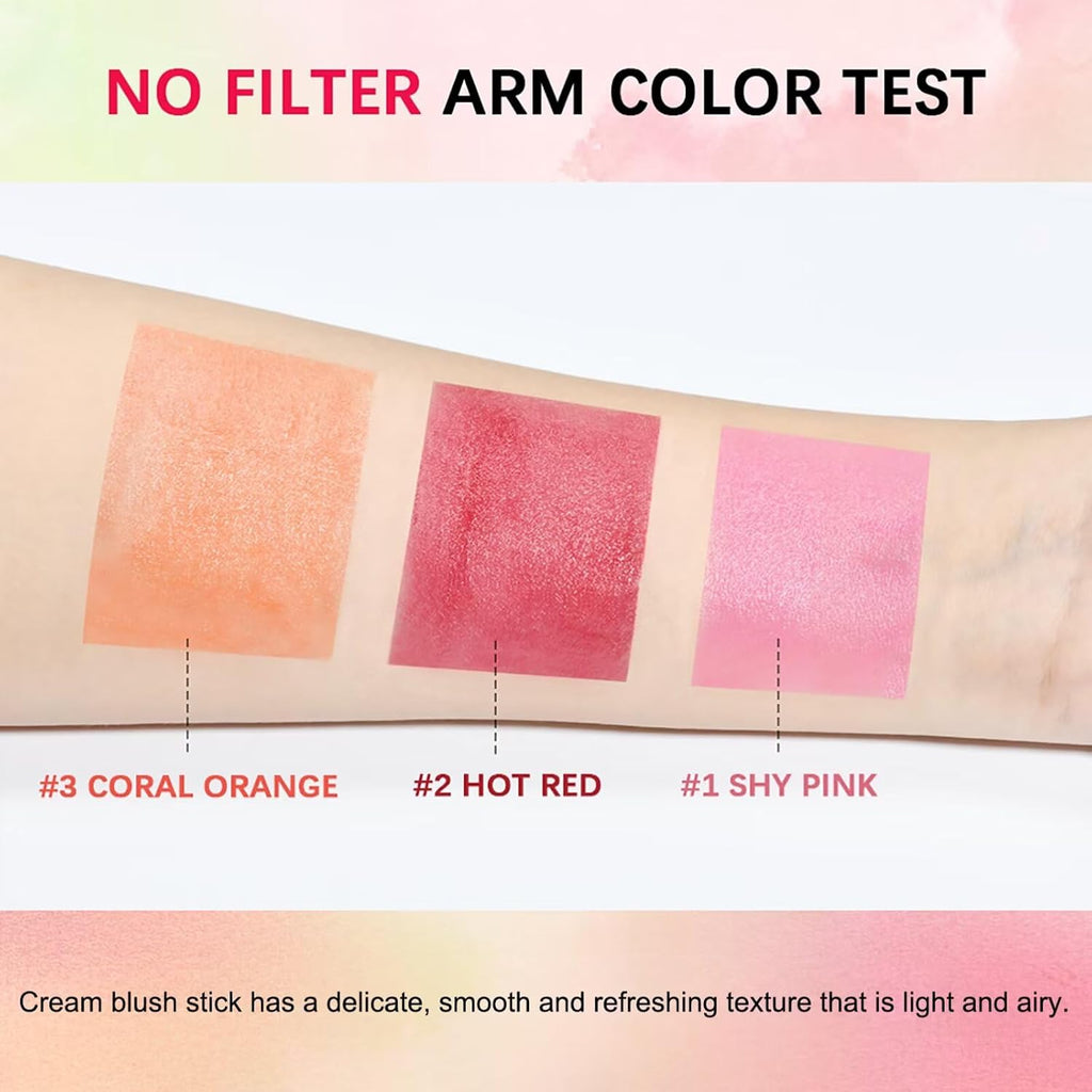 Multi-Use Makeup Blush Stick,Beauty Solid Moisturizer,Waterproof Natural Nude Makeup,Tinted Solid Moisturizer Stick