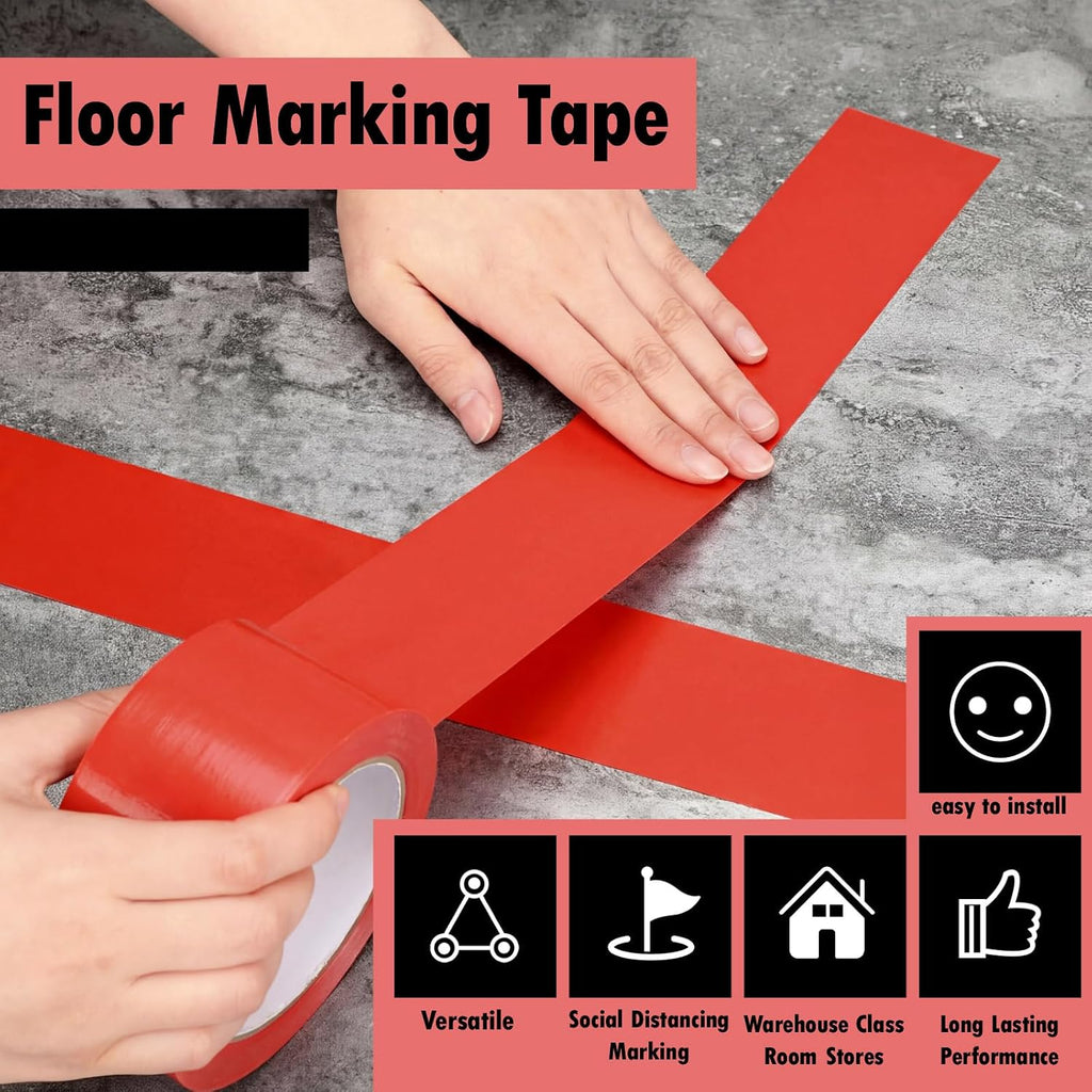 6 Rolls 2" x33 Yds Floor Marking Tape and Dance Splicing Tape, Red