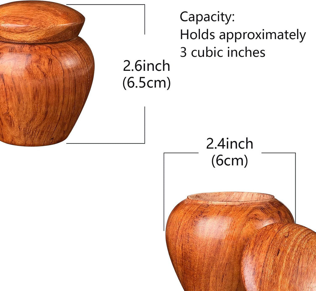 2 Packs Wooden Small Urns for Human Ashes Keepsake, Mini Cremation Urn for Adult Male Female Pet,Keepsake Wood Urns