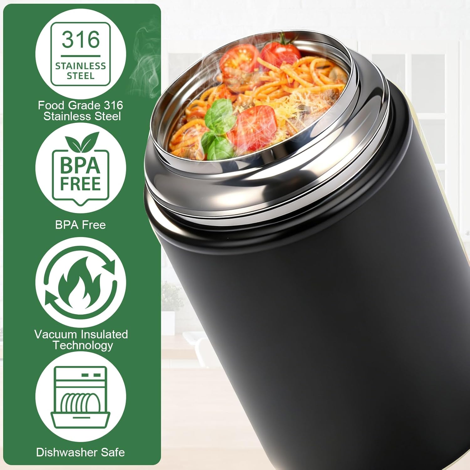 Thermo for Hot Food, 18oz Soup Lunch Box for Adults, Stainless Steel | Insulated Vacuum Food Jar Container with