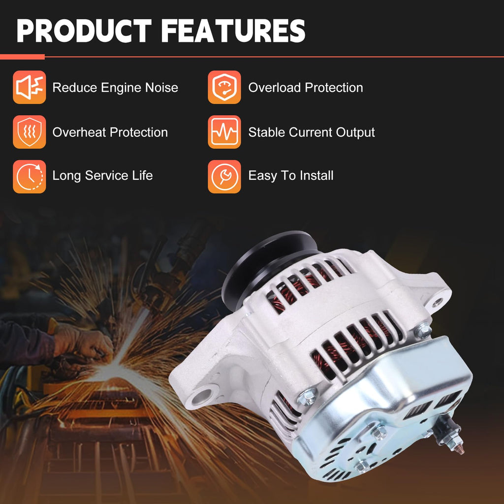 Otobaijeni 12V 45A T1065-15682 T1850-15680 T1850-15682 T106515682 Alternator Compatible with Kubota Tractor M5140F MX5100F Excavator KX161-3S KX121-3S KX91-3S Engine V2203 V2403 V3800 Replacement