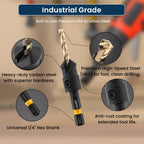 LU&MN Countersink Drill Bit Set, 1/4" Hex Shank, 14 Pcs