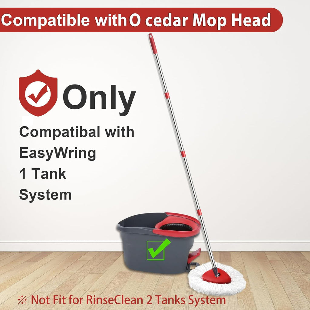 2 Spin Mop Head Replacement, 1 Base, 1 Mop Handle (30-58in) Combo Mops Set Compatible with OCedar EasyWring
