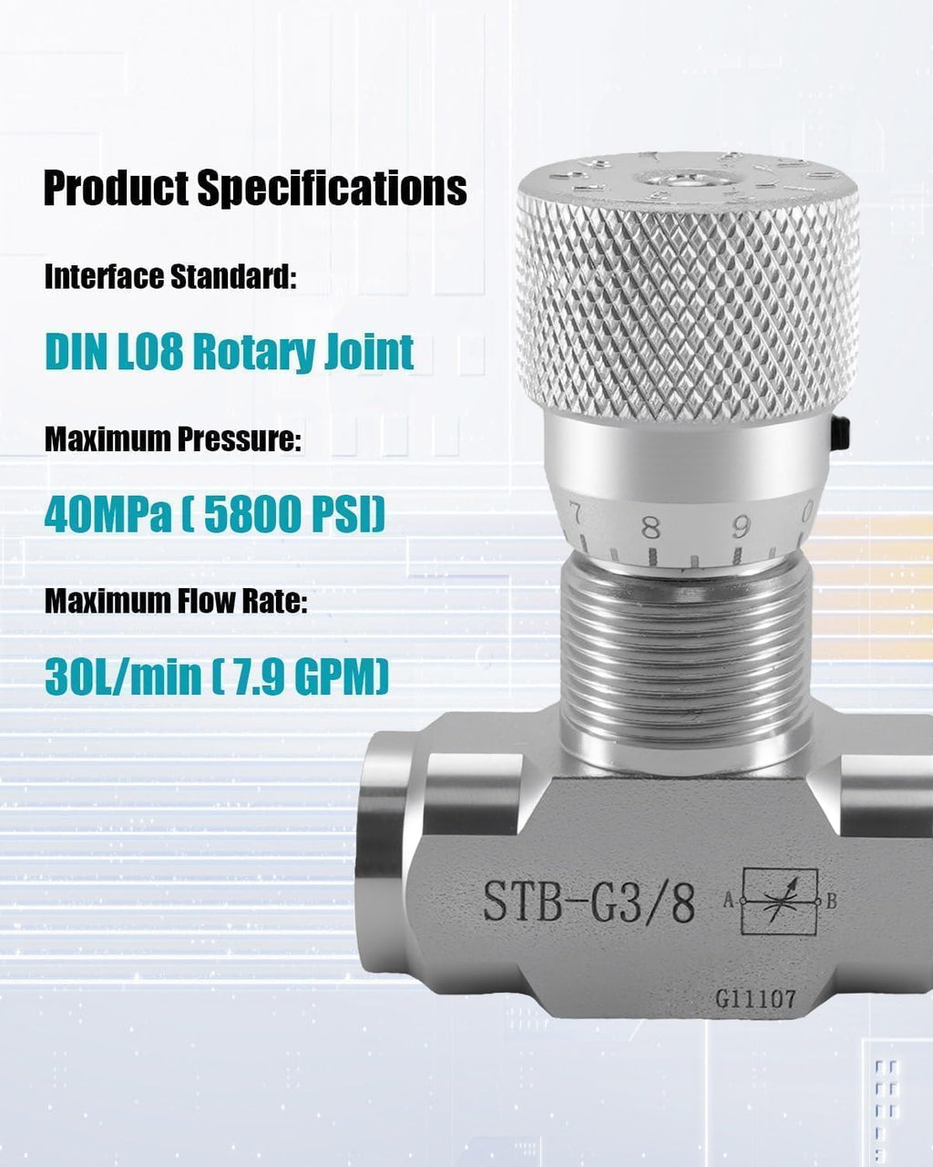 STB-G3/8 3/8In Hydraulic Flow Control Valve Adjustable Bidirectional