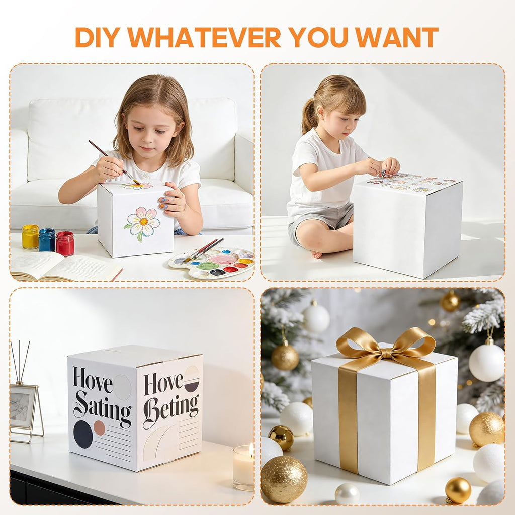 (4" x 4" x 4", 25 Pack) Shipping Boxes, White Corrugated Box Mailers