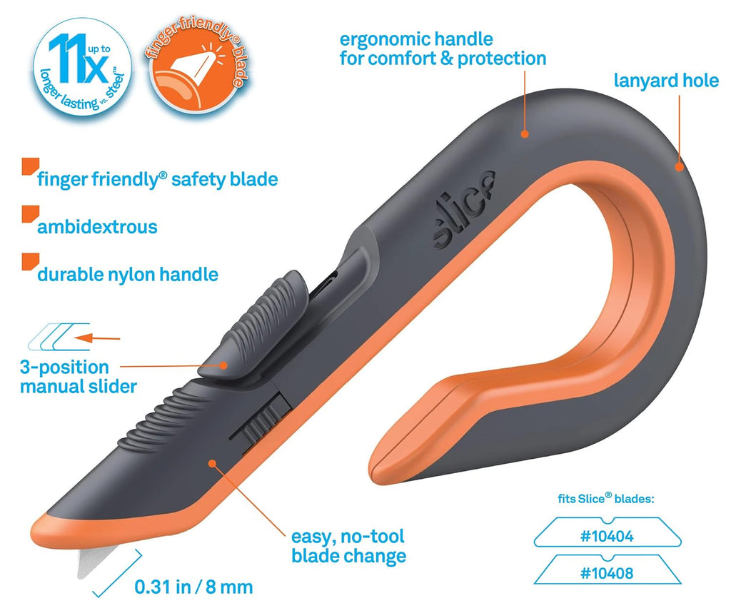 10400 Box Cutter, 3 Position Manual Button with Ceramic Blade, Locking blade