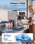Commercial Ice Cream Machine, 20-28L/H Yield, 2200W 3-Flavor Countertop Soft Serve Ice Cream Maker with 2 x 6L