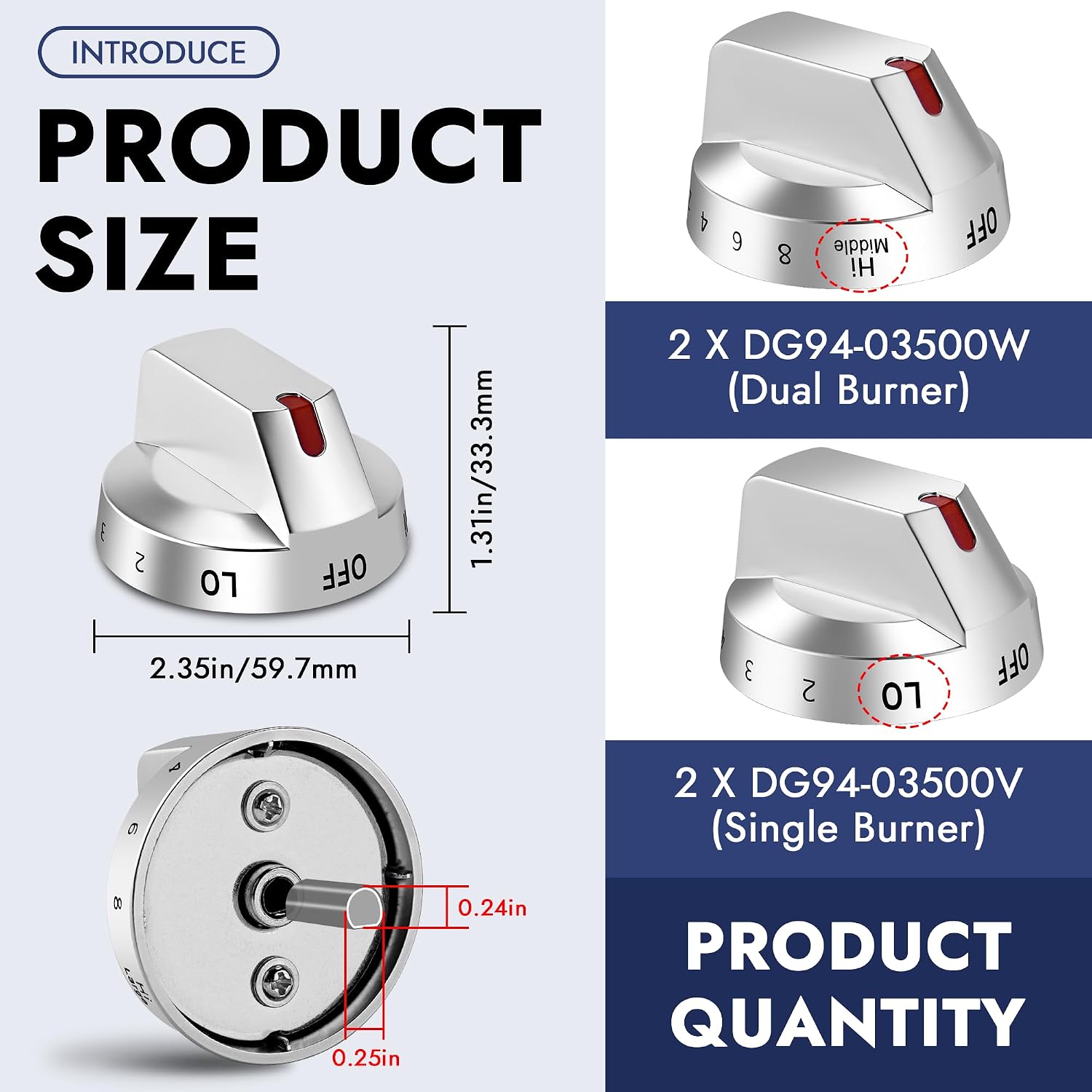 NE63T8111SS Fits for Samsung Stove Knob Replacement DG94-03500A | DG94-03500V DG94-03500W- Samsung Electric