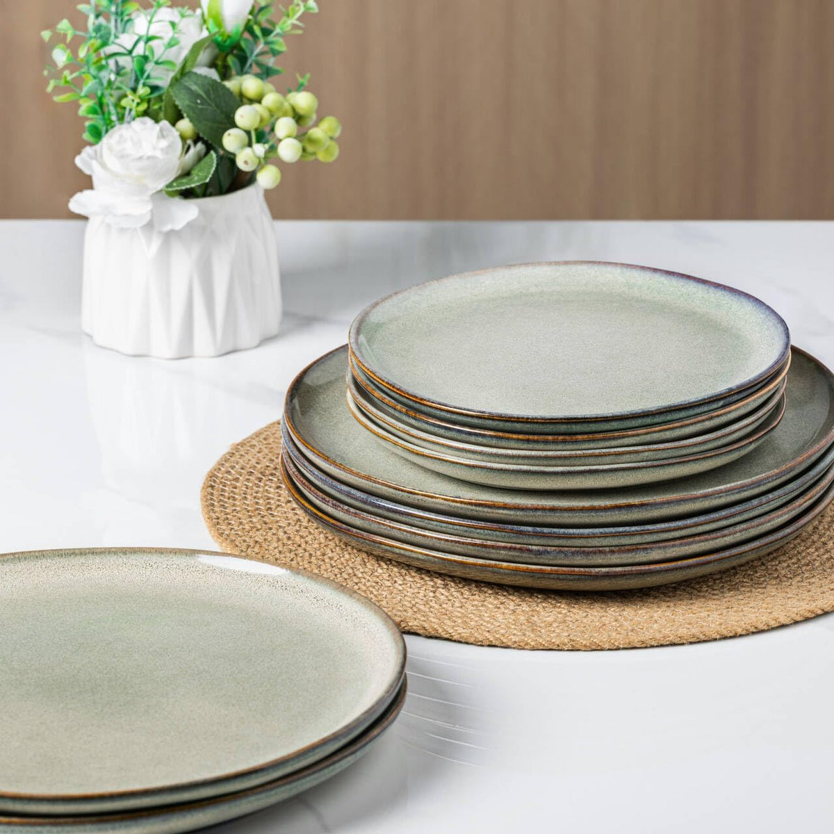 Ceramic Plates Set of 6,8.5 Inch Stoneware Small Dinner Plates Set