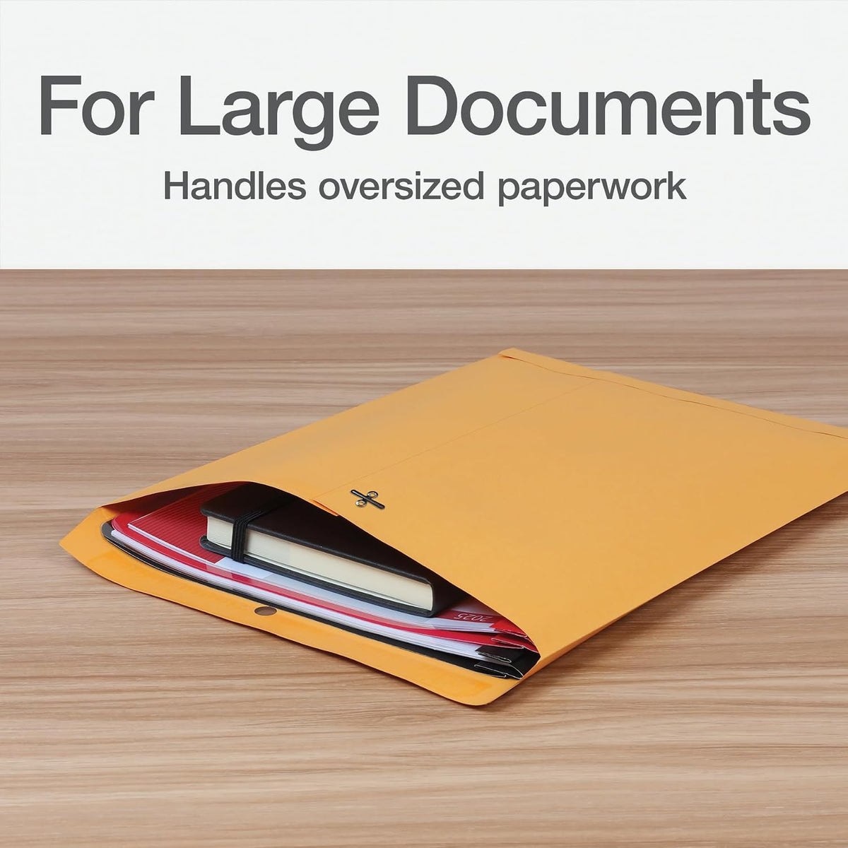 Clasp Envelopes, Heavy-Duty Brown Kraft, Secure Metal Clasp and Gummed Seal, Large Mailing Envelopes, 10" x 13", 100