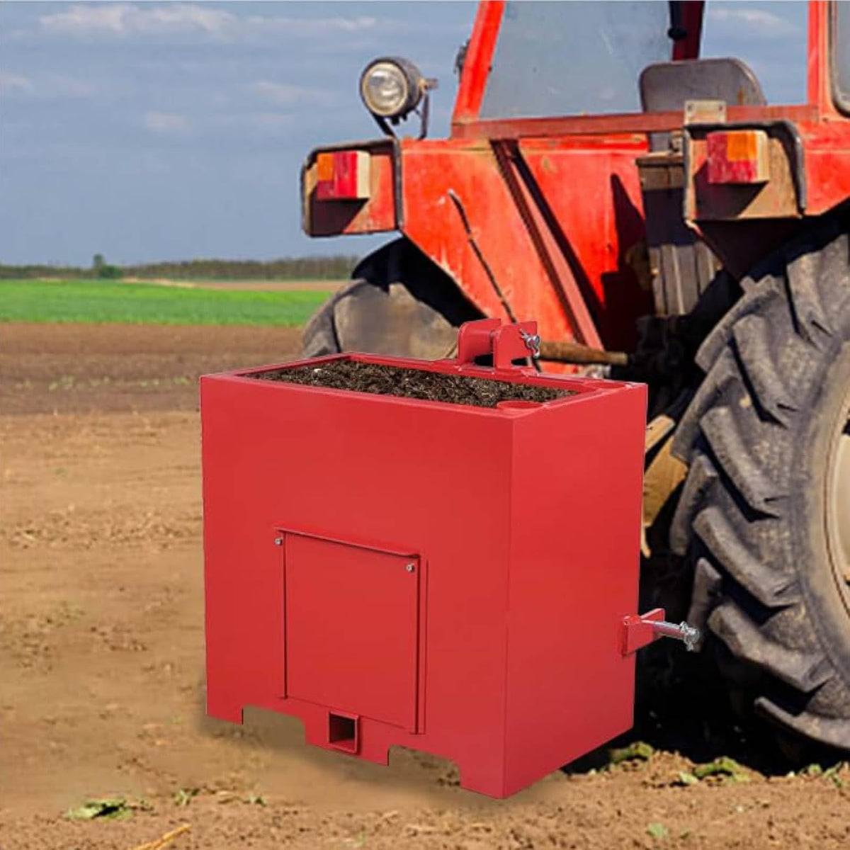 Heavy Duty Tractor Ballast Box, 800 Lb Capacity 3 Point Ballast Hitch Box with 2" Quick Hitch Receiver, Category 1