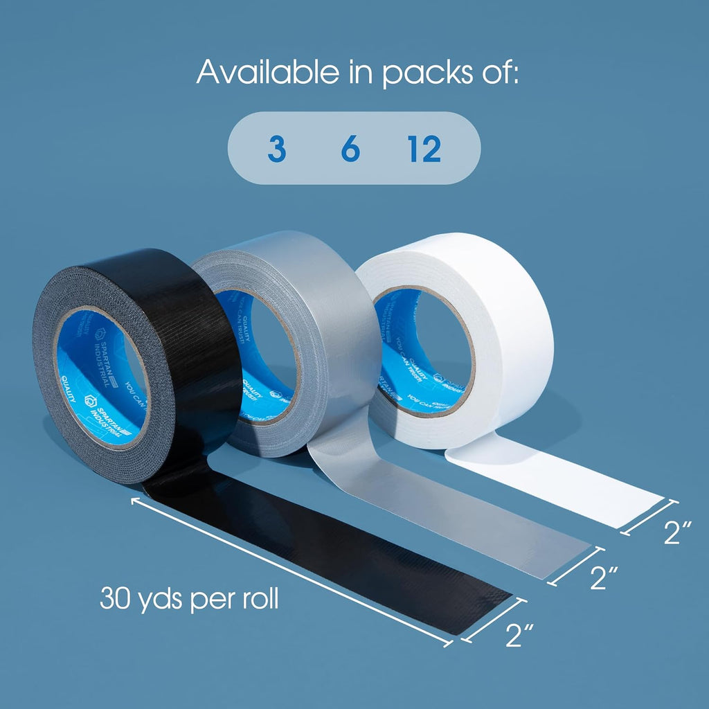 2" X 30 yd Black Duct Tape - 3 Strong Tape Rolls