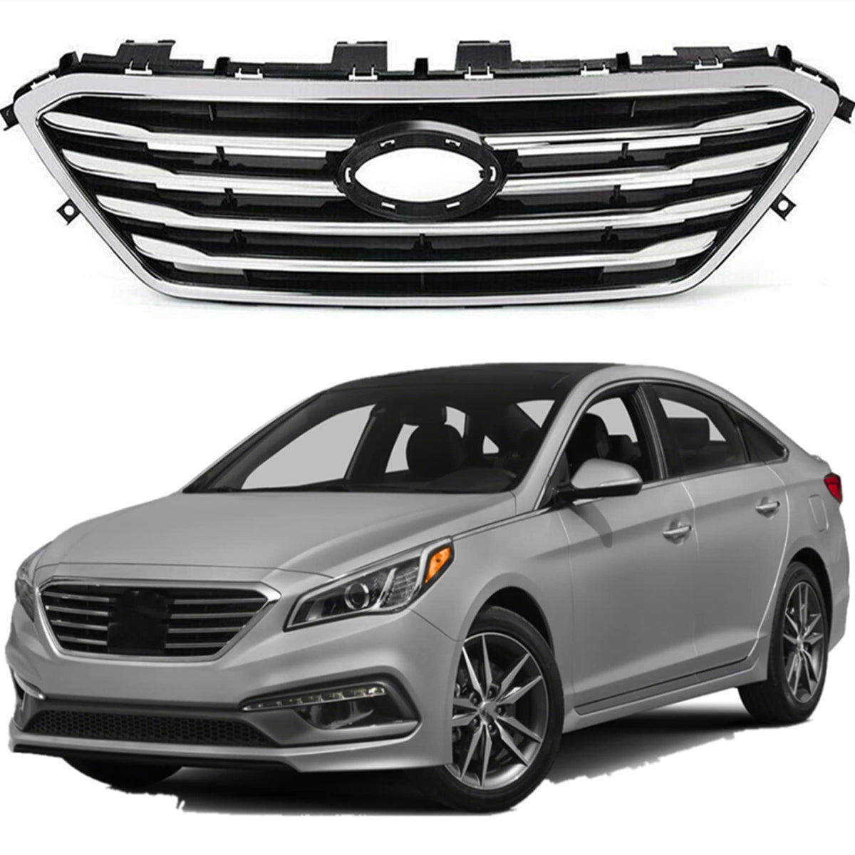 Front Bumper Factory Style Grille Replacement for Sonata 2015 2016