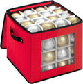 Christmas Ornament Storage Box With Adjustable Dividers,Ornament Storage Container with Two Handles for 64Holiday