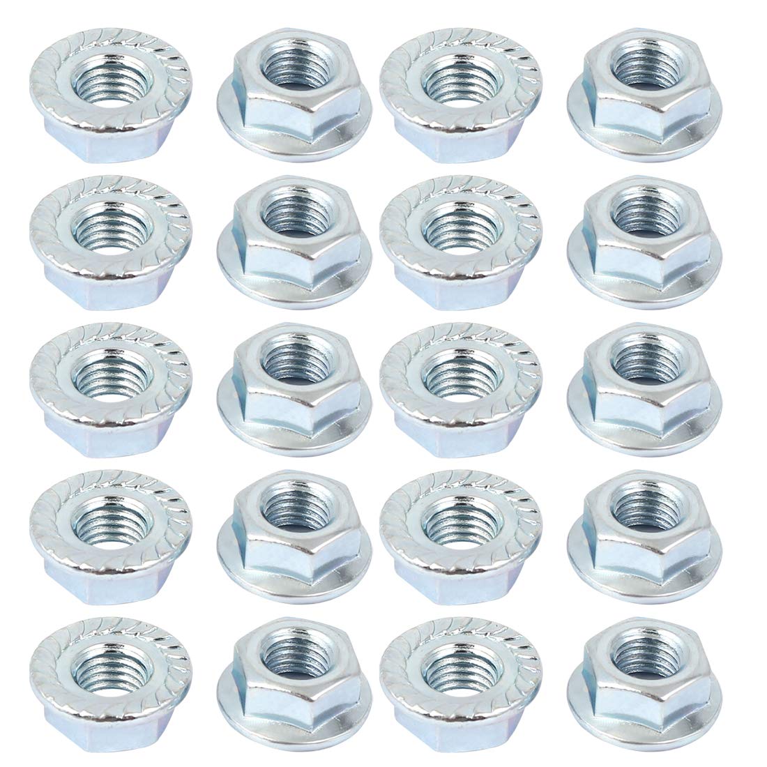 uxcell 10 Pcs 5/16"x24 Carbon Steel Serrated Hex Flange Lock Nuts
