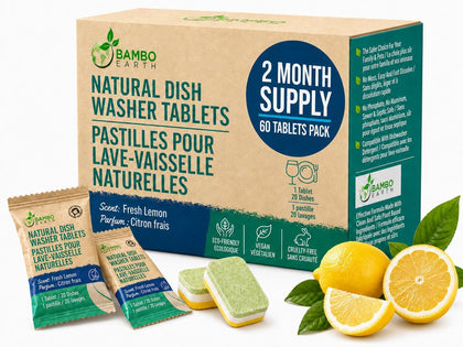 Natural Dishwasher Detergent Tablets - Plant Based Alternative Refill Pack Dishwashing Tabs - Eco-Friendly And