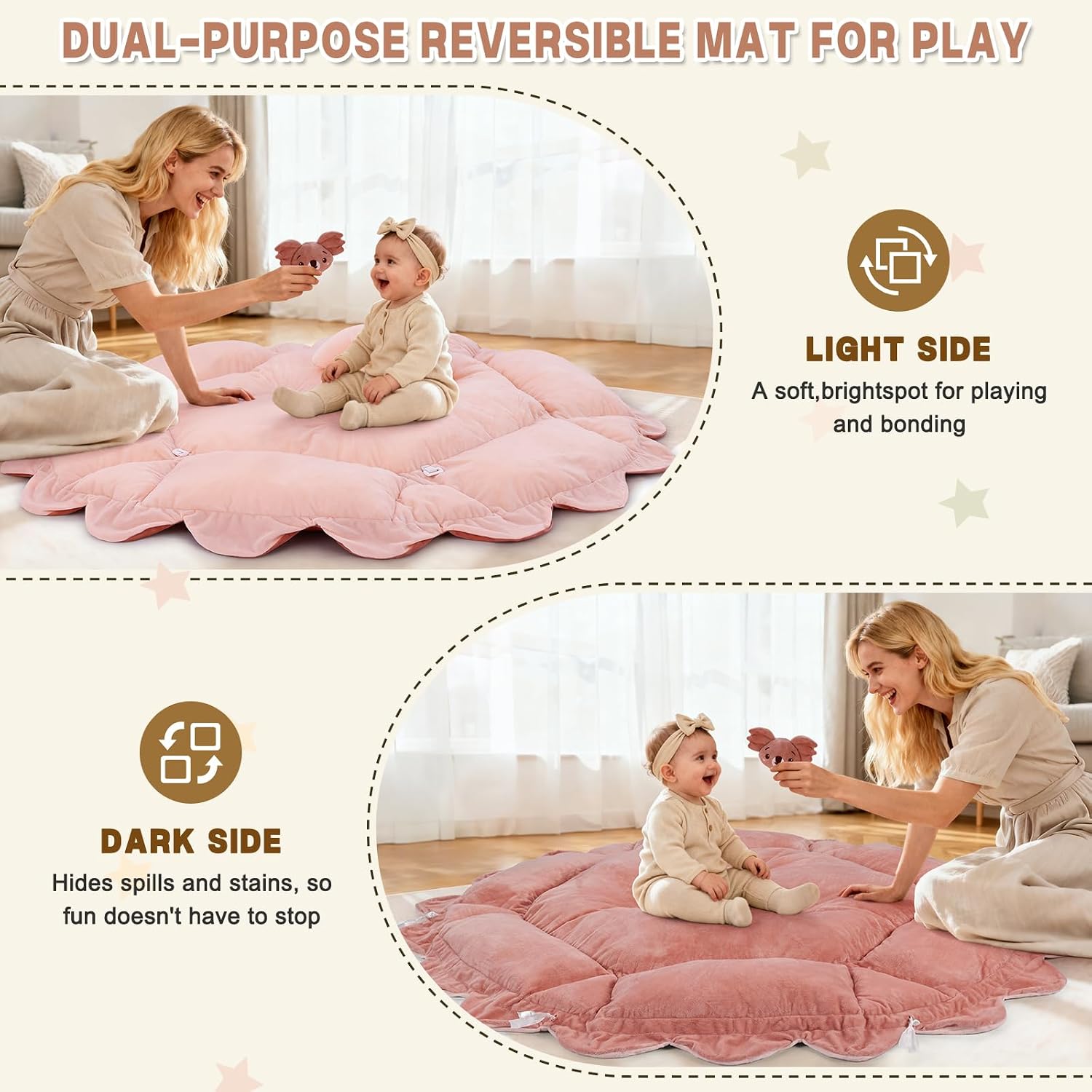 5-in-1 Baby Activity Gym & Play Mat with 6 Hanging Toys, Tummy Time Mat & Cards - Extra Large, Reversible Machine