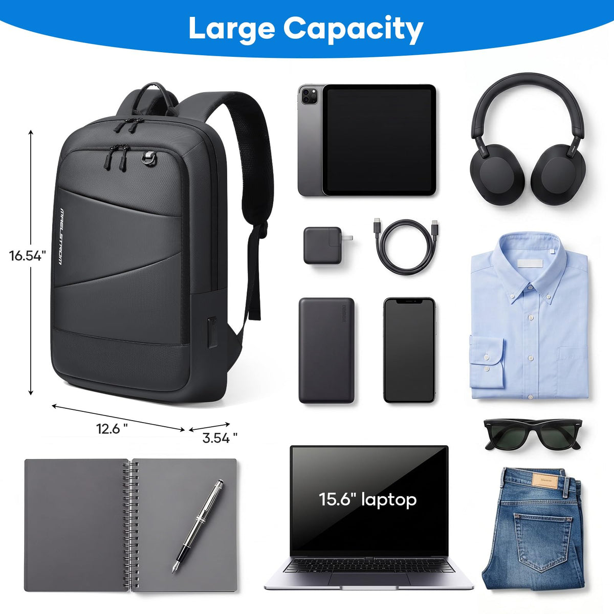 15.6 Inch Laptop Backpack, Lightweight Waterproof Business Bag