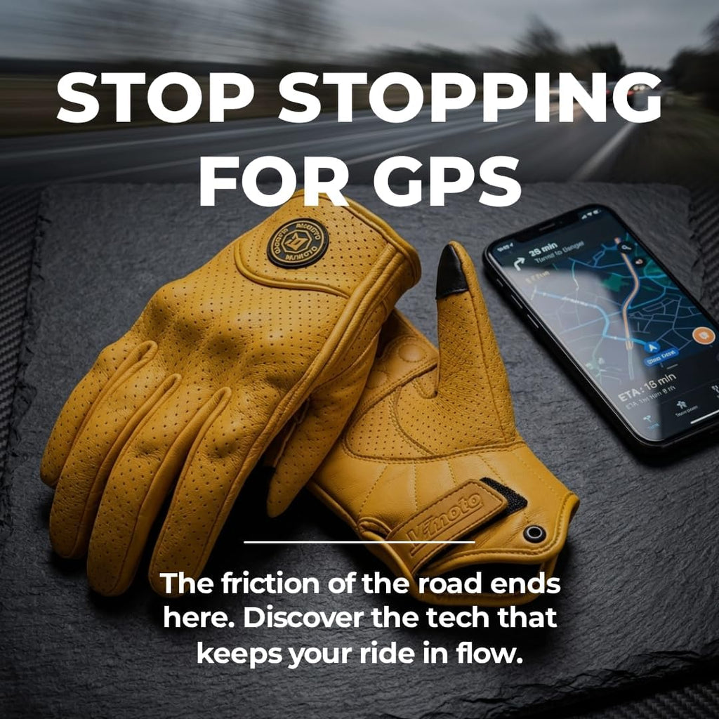 Classic Goat Leather Motorcycle Gloves, Touchscreen Breathable Summer Riding Gear for Men and Women