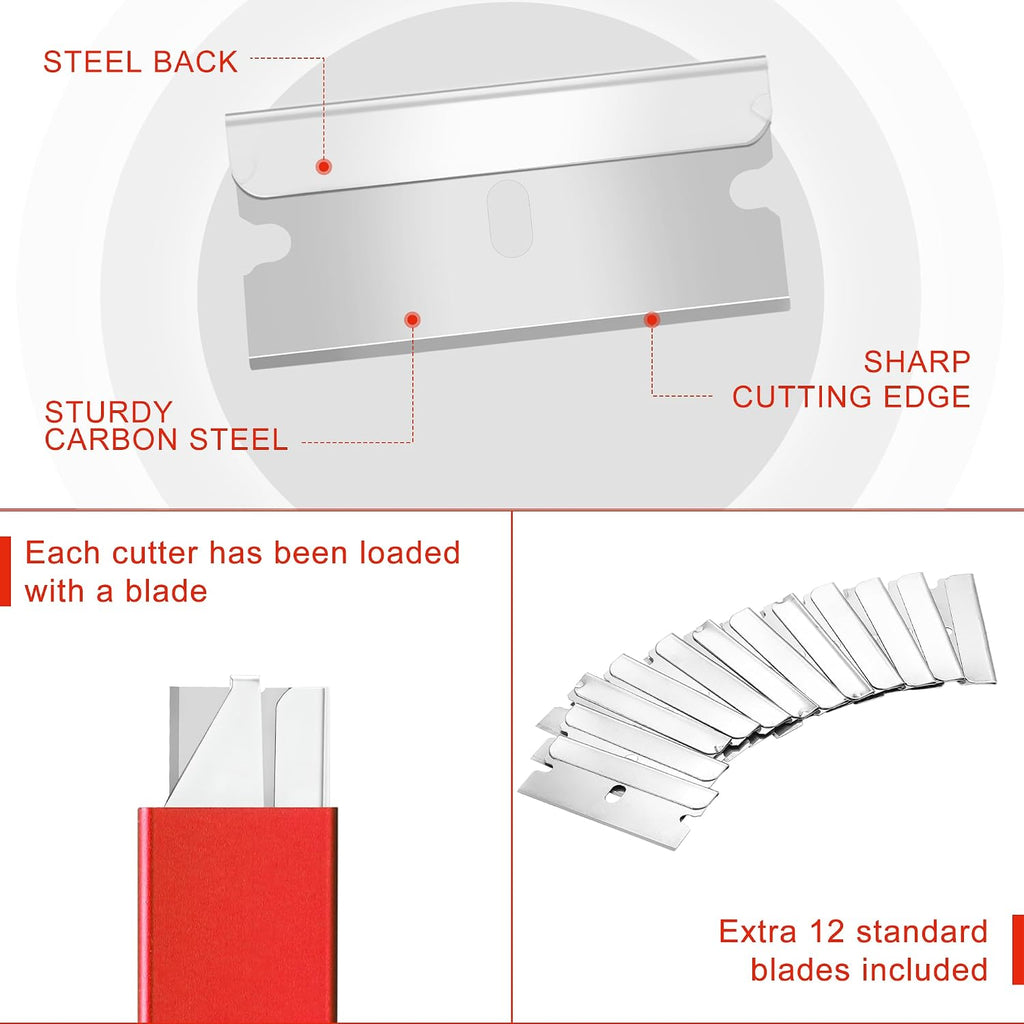 12-Pack Box Cutter Retractable, Red