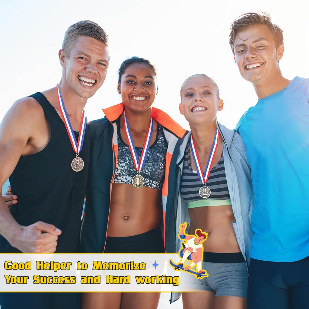 Award Medals 1st 2nd 3rd Place Medals for Awards Winner Medal Gold Silver Bronze Medal with Neck Ribbon Trophy Award