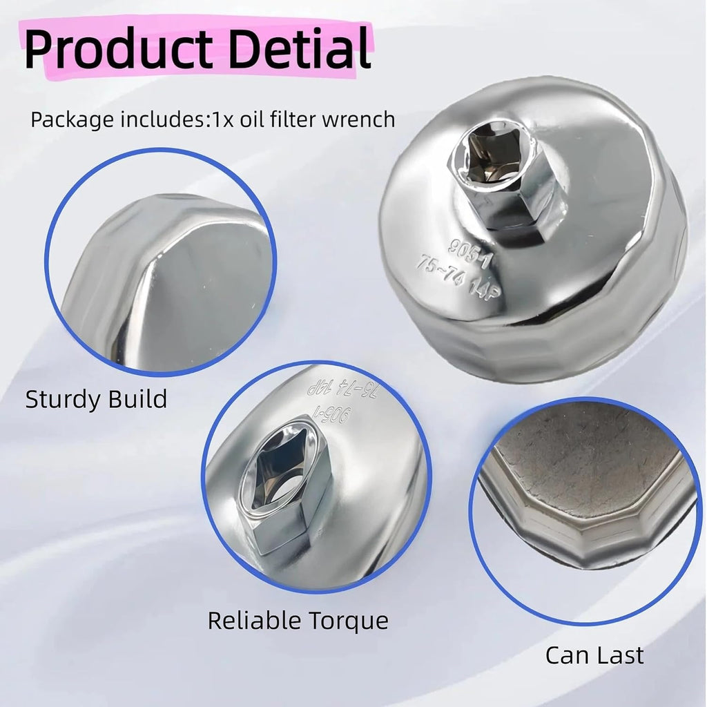 TY26640 Oil Filter Wrench, 3-Inch Cap Style for Lawn Tractors Compatible with AM125424 AM101207