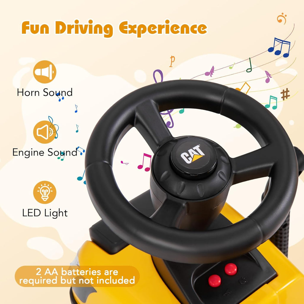 Ride on Tractor, 2-in-1 Licensed Caterpillar Ride On Push Car for Toddlers, Detachable Trailer, Horn, Engine Sound