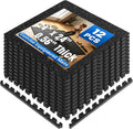 0.56" Thick Rubber Top 12 Tiles Gym Flooring for Home Gym Interlocking Foam