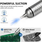 Solder Sucker No Clog Desoldering Pump for Solder Removing with Replaceable Heat Resistan Silicone Sucking Nozzle, Desoldering Tool Sodering Pump Strong Vacuum Aluminum Suction Remover
