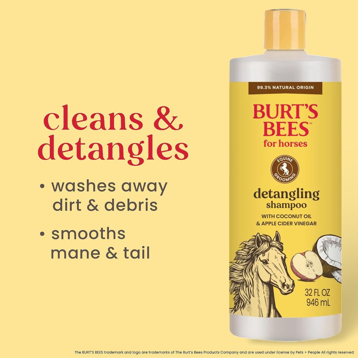 Burt's Bees for Horses Detangling Shampoo, with Coconut Oil, 32 Oz