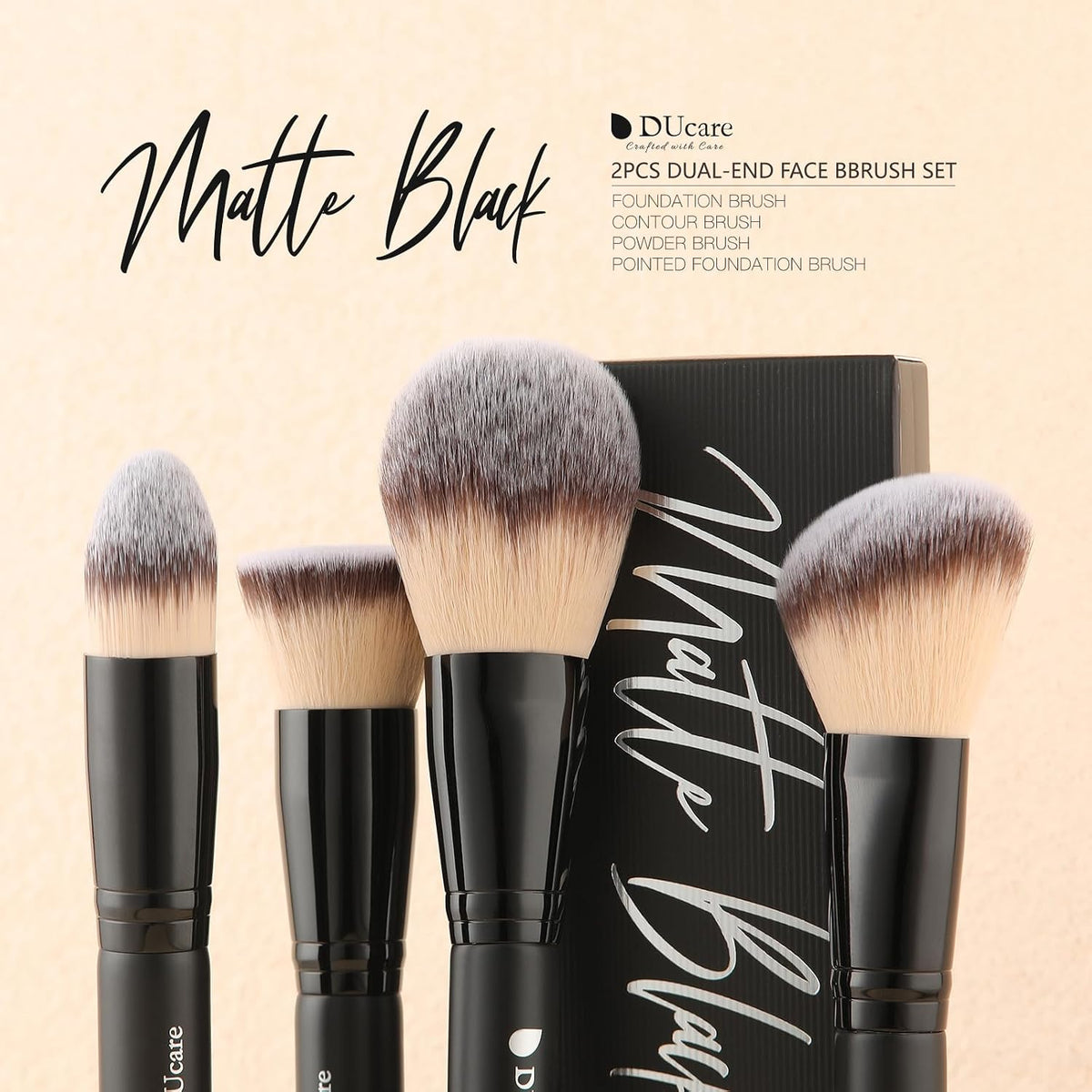 Foundation Makeup Brushes, 2Pcs Premium Dual-Ended Makeup Brush Foundation, Powder, Buffer & Contour Brushes for