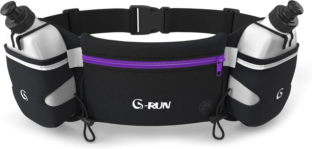 Hydration Running Belt with Bottles - Water Belts for Woman and Men - iPhone Belt for Any Phone Size - Fuel Marathon