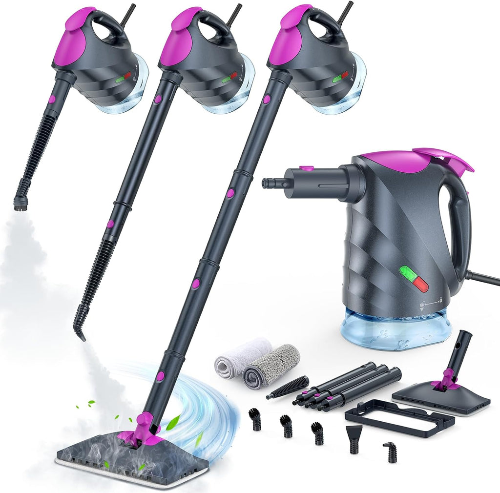 Steam Mop & Detachable Handheld Steam Cleaner | 10s Fast Heat-Up, 248°F Deep Cleaning, 8 Accessories, 320ml Tank with