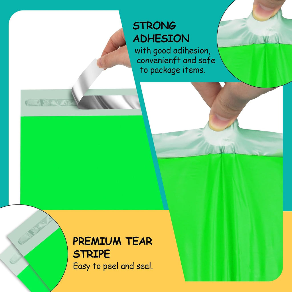 Poly Mailers 6 x 9 Inch, 100 Count, Green 2.4 Mil Self-Seal Bags