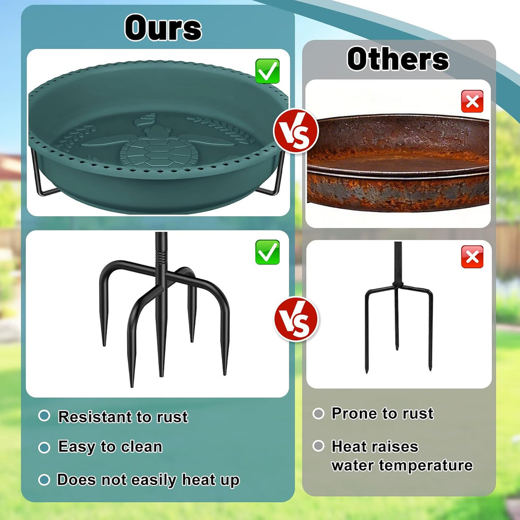 Bird Bath for Outside, Garden Freestanding Birdbath & Birdfeeder with Removable Bowl, Bird Baths Feeder for Outdoors
