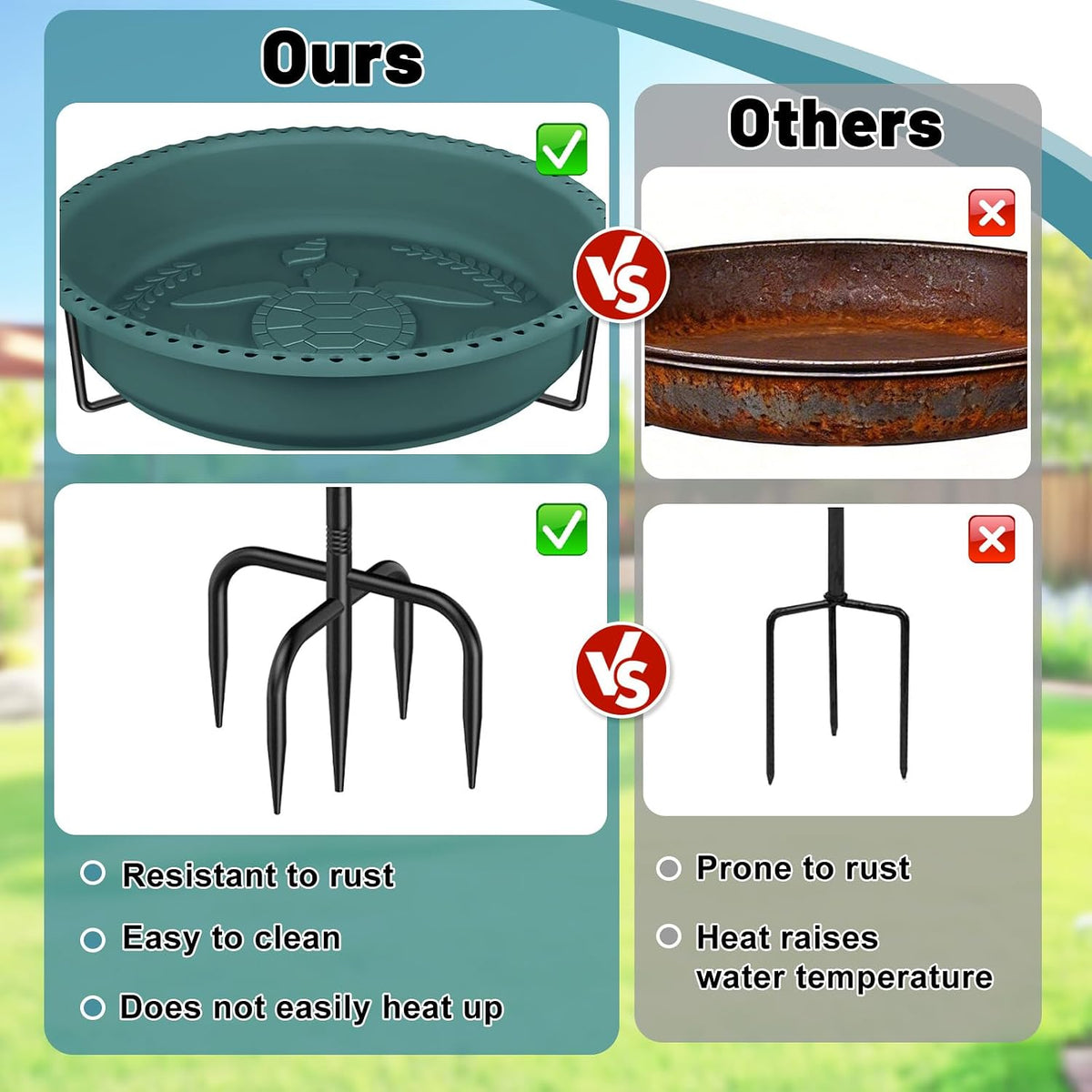 Bird Bath for Outside, Garden Freestanding Birdbath & Birdfeeder with Removable Bowl, Bird Baths Feeder for Outdoors