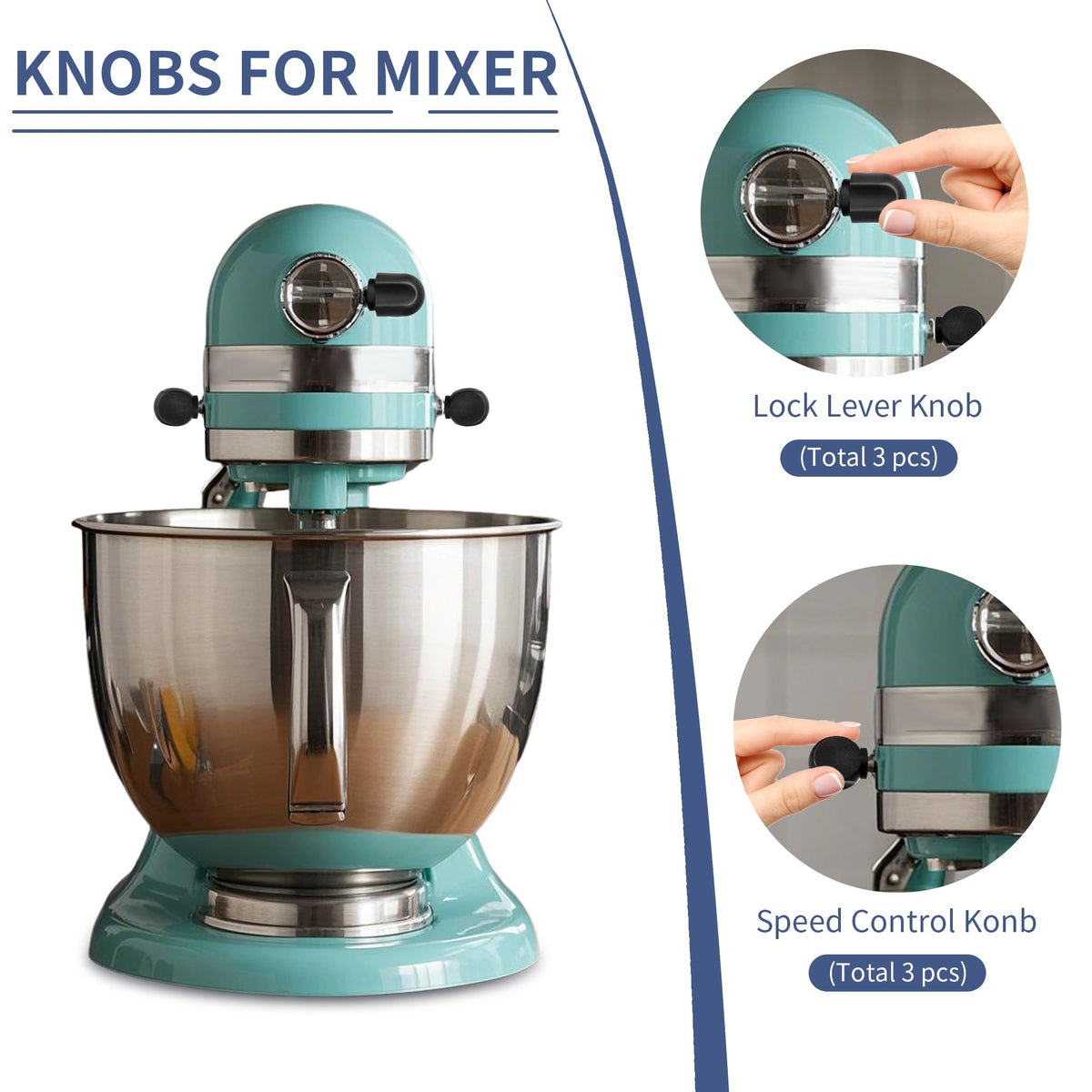 Speed Control Knob Replacement Lock Lever Knob 3 Sets for KitchenAid Mixer