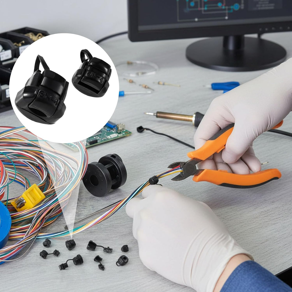10Pcs Strain Relief Cord Connector, Black 4N-4/6N-4 Wire Buckle
