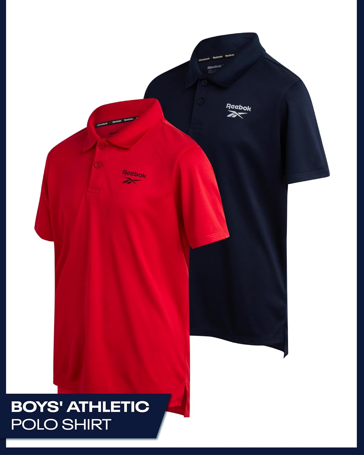 Boys 2-Pack Athletic Golf Polo Shirts, School Uniform Short Sleeve | Moisture-Wicking Stretch Fabric with a