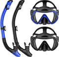 Snorkeling Gear for Adults, Adult Snorkel Mask Set Scuba Diving Dry-Top, Swimming Goggles w/Nose Cover, HD Tempered