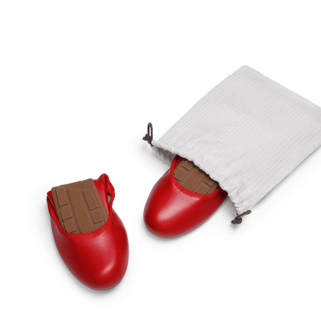 Women Ballet Dressy Foldable Flats,Red,5.5