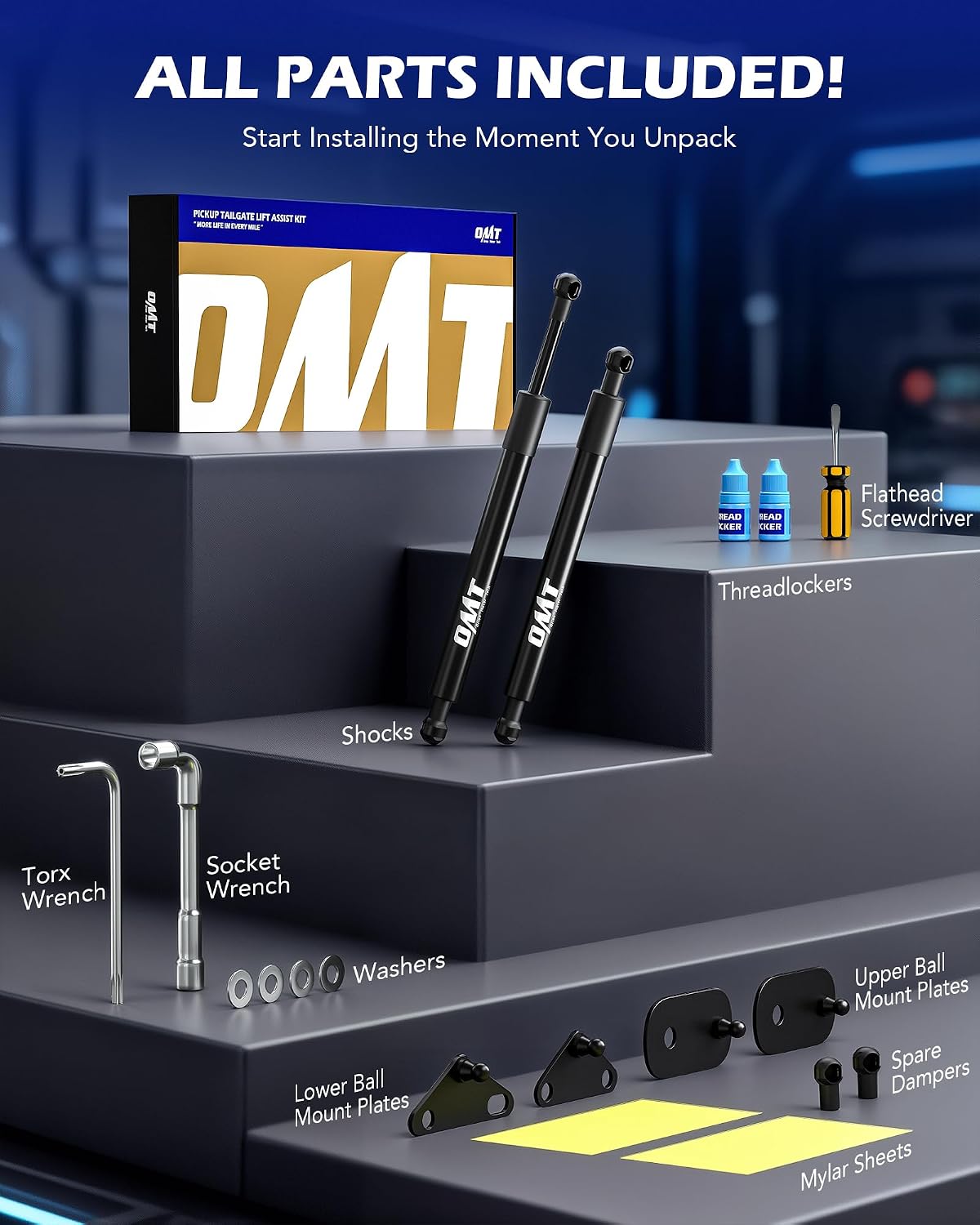 OMT Tailgate Assist Shock Absorbers Compatible with 2015-2026 Ford F150