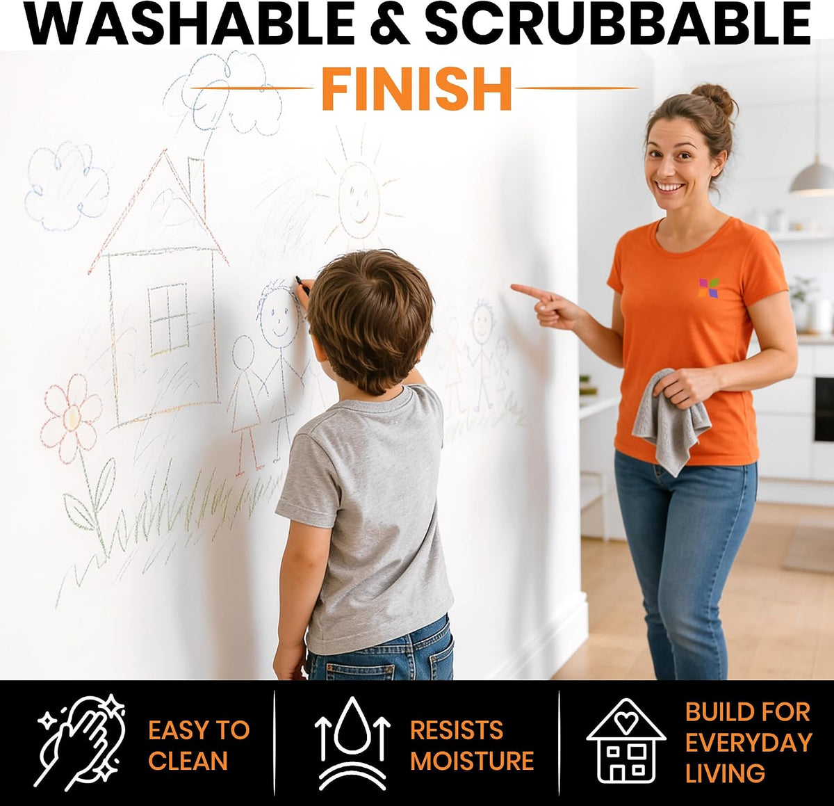 Acrylic Paint & Primer (2-in-1) - White Satin - Interior & Exterior Painting House - Walls, Ceilings, Doors, Trim