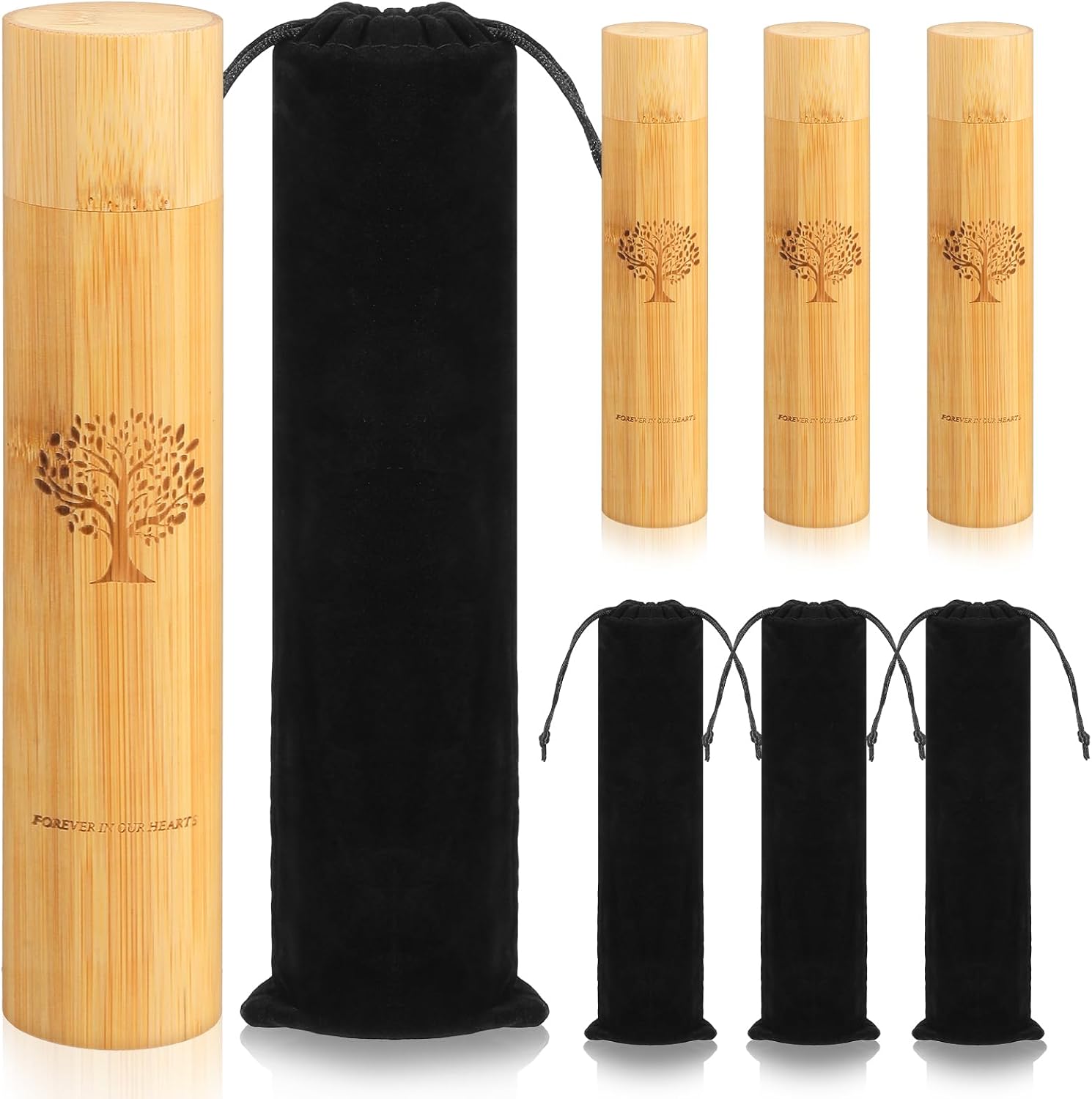4 Set Bamboo Scattering Urns for Ashes 9'' x 2'' Eco Friendly Scattering Cremation Tubes for Human Adult Tree Small