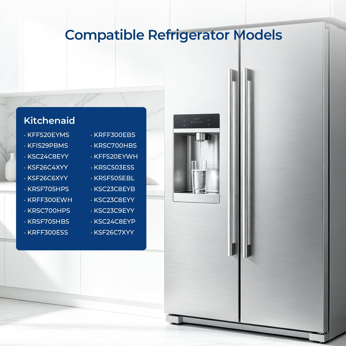 TEEHAY KAD1RXD1 Water Filter Replacement, Blue, 3 Pack