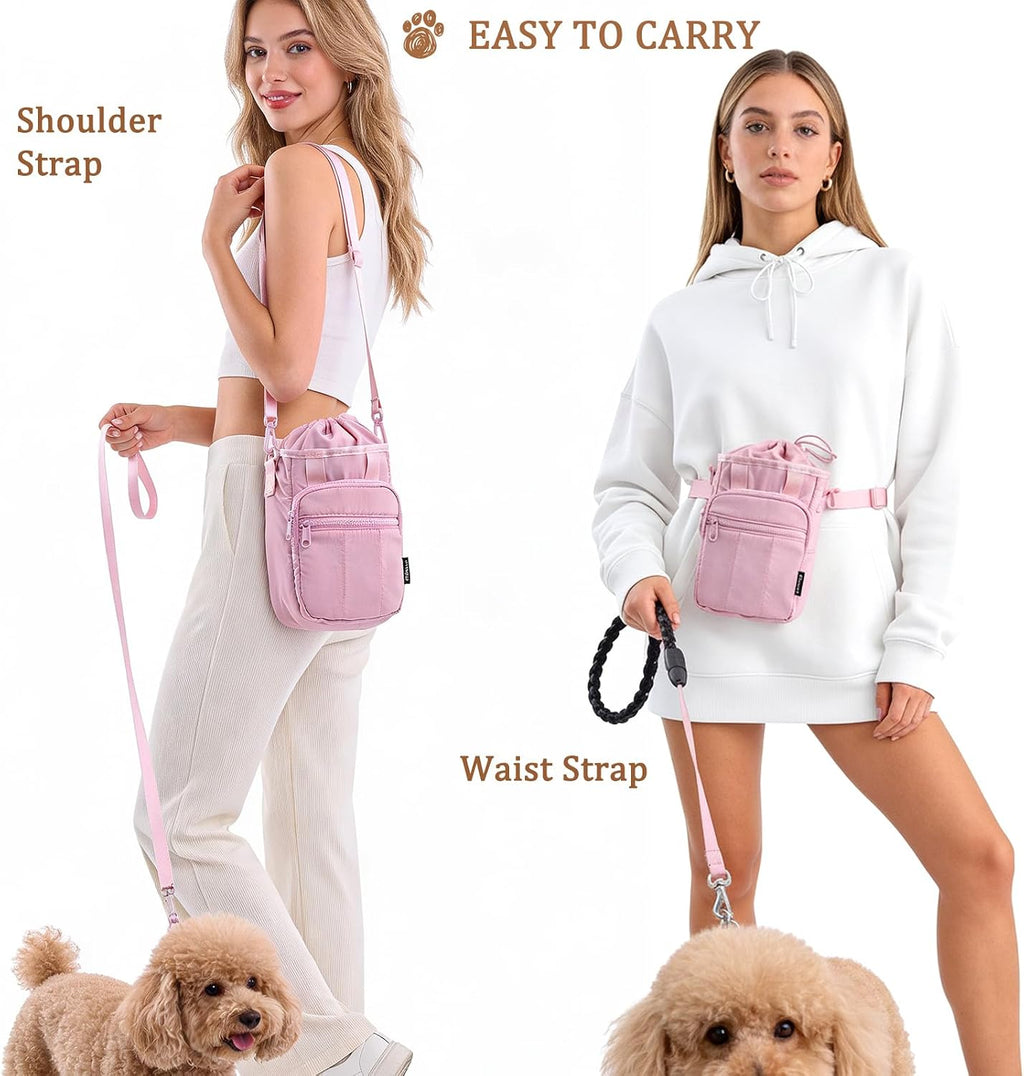 Stylish Dog Training Treat Pouch with Waist & Shoulder Strap, Dog Treat Bag for Walking and Training, Removable