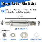 2Sets W10359271 Dryer Front Drum Support Roller Shaft